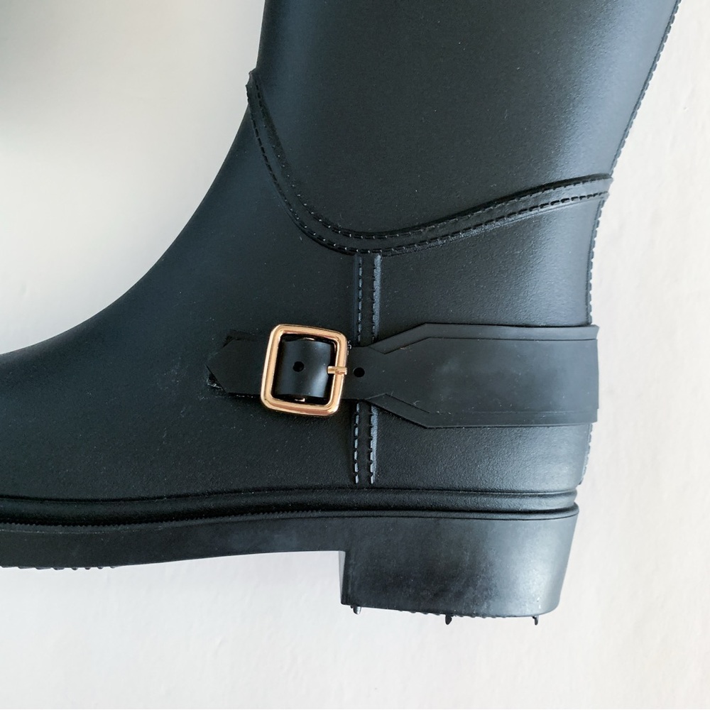 Steve Madden Rainfall Tall Black Rubber Boots Size 7 - Picture 3 of 13